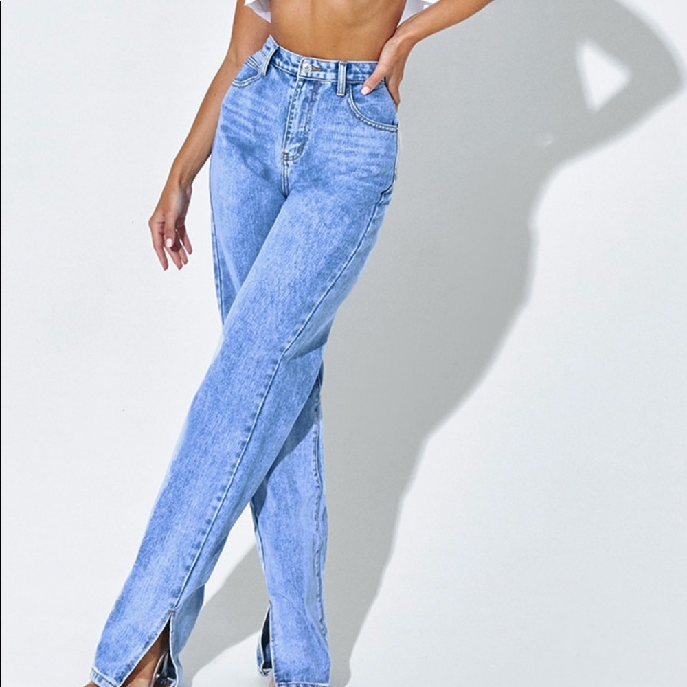 Prettylittlething split hem jeans